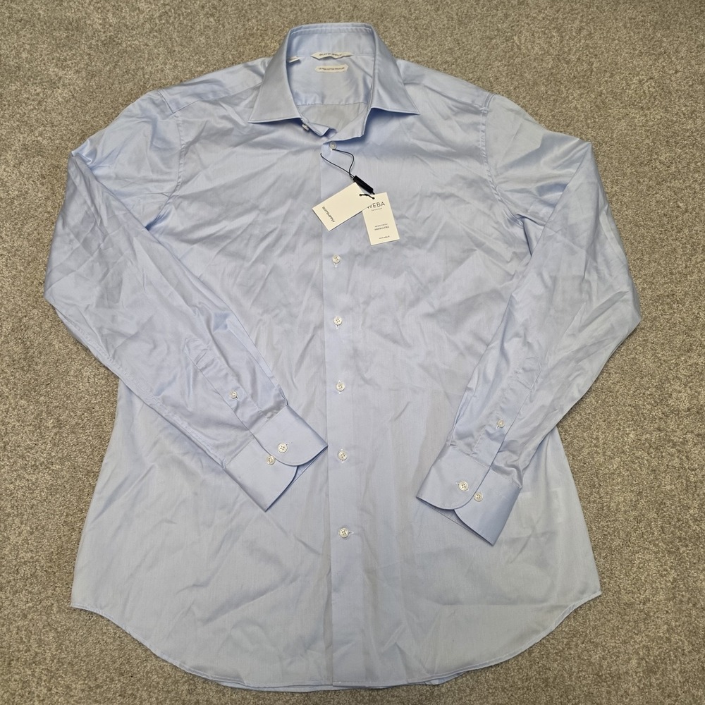 Suitsupply Shirt Men 16 41 Light Blue Twill Tailored Fit Button Up Long Sleeve - Picture 4 of 10